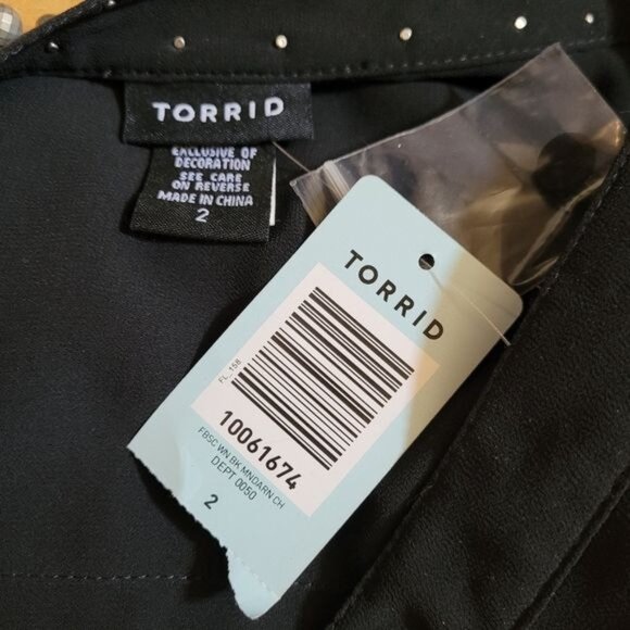 New Torrid Blouse Top Black Pearl Pearls Beaded Embellished Career Size 2 2x - Picture 9 of 9